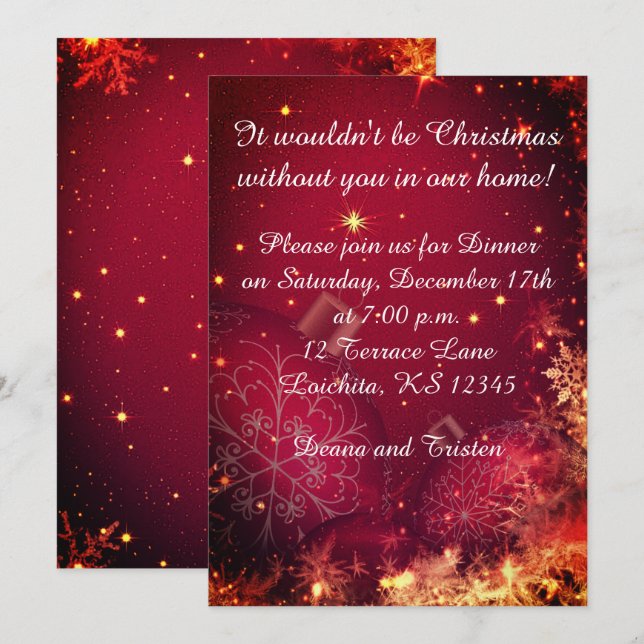 Élégant dîner de Noël Invitation (Devant / Derrière)