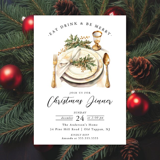 Élégant dîner de Noël Invitation (Créateur téléchargé)