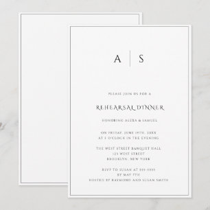 Élégant Dîner de répétition Monogramme Invitation