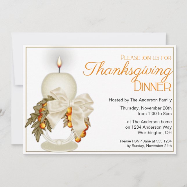 Élégant Dîner de Thanksgiving Invitation 7 (Devant)