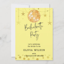 Elegant Disco Ball Bachelorette Party Invitation 