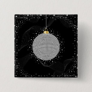 Elegant Disco Ball Christmas Ornament 2 Inch Square Button