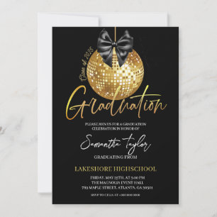 Elegant Disco ball Graduation Party Invitation