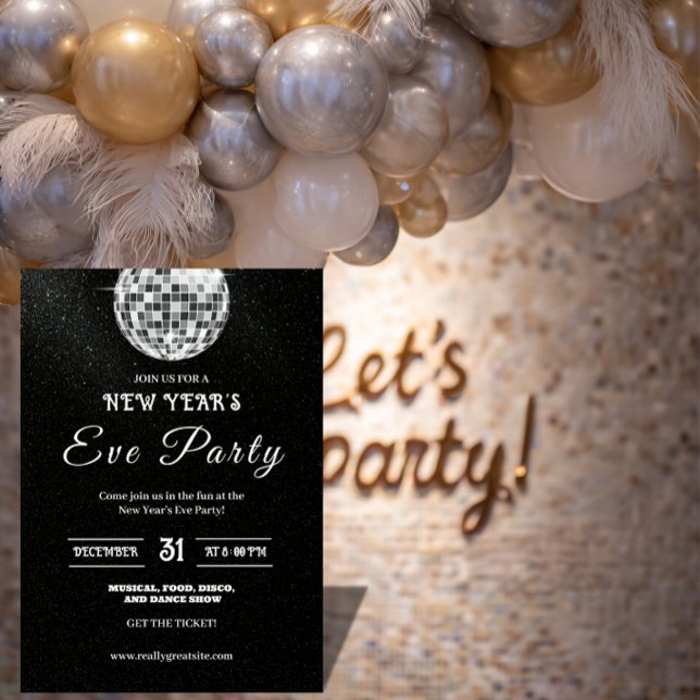 Elegant Disco Ball New Year’s Eve Party Invitation (Creator Uploaded)