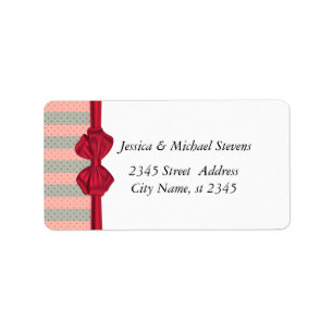 Elegant discrete stripes romantic red bow label