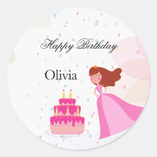 Elegant Disney princess birthday Classic Round Sticker