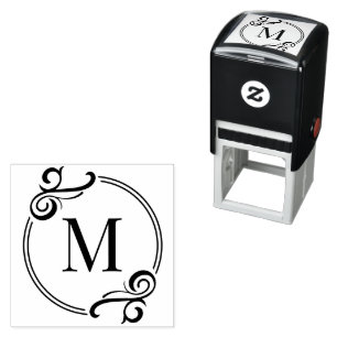 Elegant Distinctive Flourish Typographic Monogram Self-inking Stamp