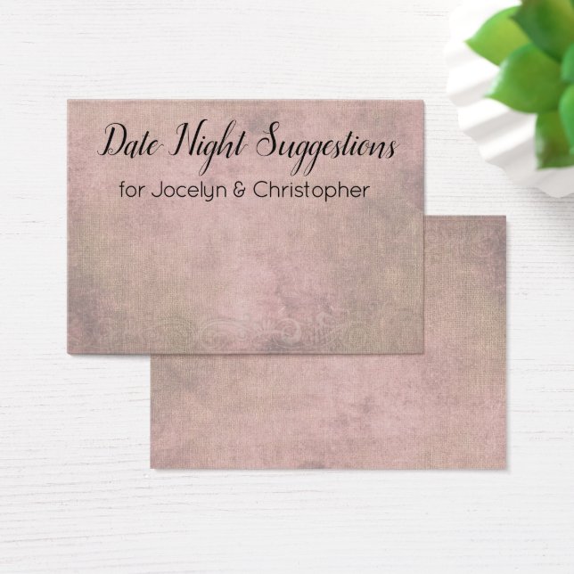 Elegant Distressed Date Night Suggestions Card (Desk)
