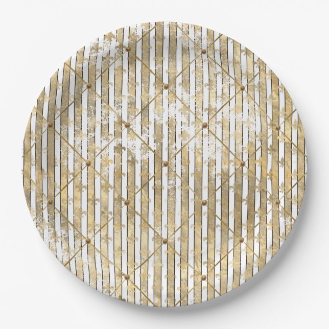 Elegant Distressed French Classic Vintage Style Paper Plate (Front)