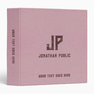 Elegant Distressed Monogram Text Name Leather Look Binder