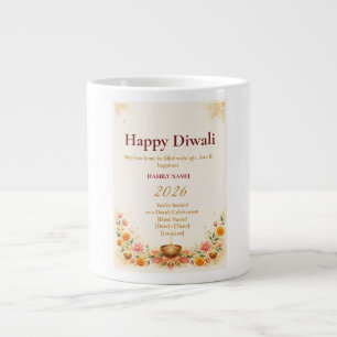 Elegant Diwali Greeting Card Large Coffee Mug