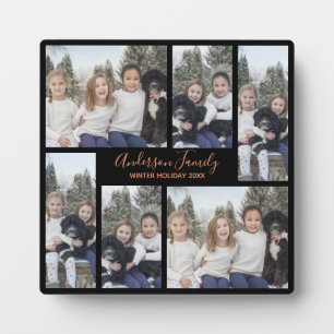 Elegant DIY 6 Image Plaque Black Rose Gold
