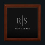 Elegant DIY Grey Monogram & White Name Gift Box<br><div class="desc">Personalize this elegant black design with grey monogram and white name on black background. Click “Customize” to change colours and type styles.</div>