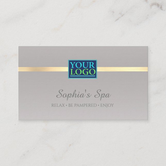 Elegant DIY Your Logo Business Name Silver & Gold Card (Front)