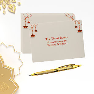Elegant diyas  with custom text diwali envelope