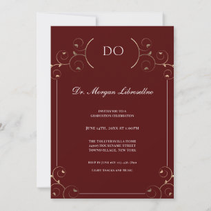Elegant DO Gold Burgundy Graduation Invitation