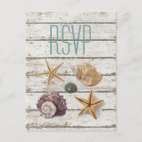elegant dock wood seashells beach wedding rsvp
