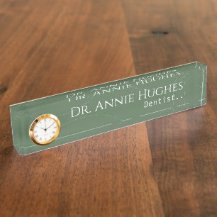 Élégant Docteur Vert Dentiste Bureau Nom Plaque