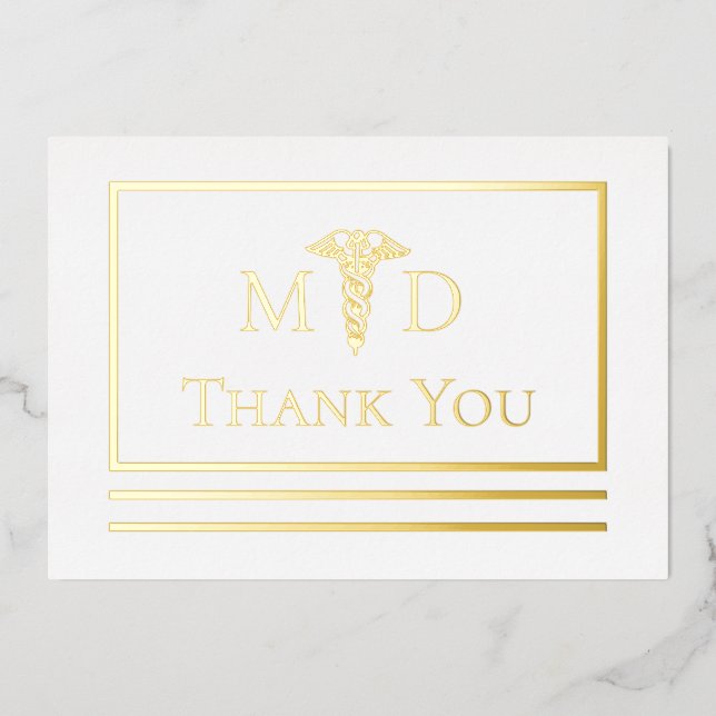 Elegant Doctor MD Thank You Foil Postcard (Front)