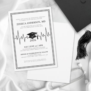 Elegant Doctor Medical Nursing School Graduation Invitation