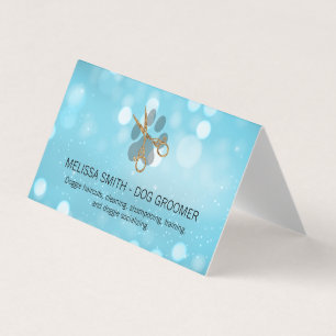 Elegant Dog Groomer   Blue Boke Business Card
