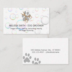 Elegant Dog Groomer   Soap Bubbles Business Card
