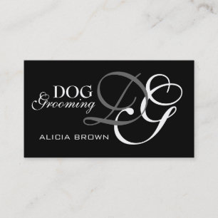 Elegant Dog Grooming Business Card Monogram