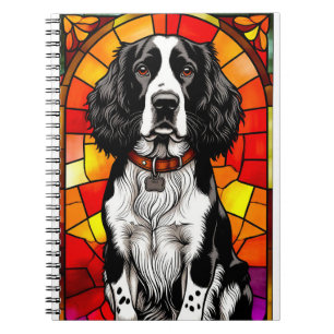 Elegant Dog in Artistic Stained Glass Art Notebook