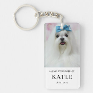 Elegant Dog Memorial Photo Keepsake Keychain