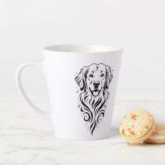 Elegant Dog Portrait Black and White Dog Lover Latte Mug