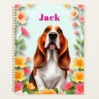 Elegant Dog Portrait Surrounded by Flowers Planner