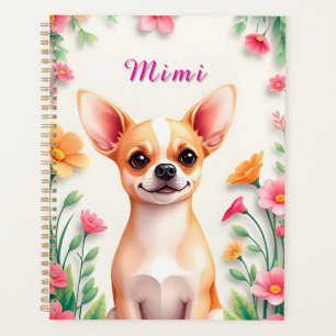 Elegant Dog Portrait Surrounded by Flowers Planner