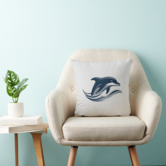 Elegant Dolphin Wave Throw Pillow – For Beach Love