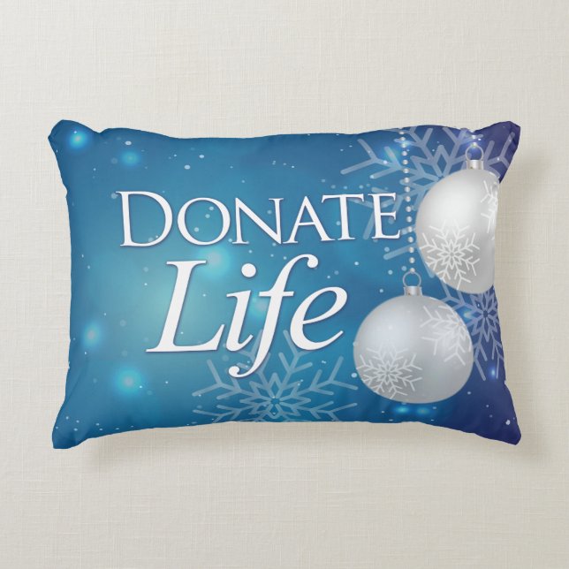 Elegant Donate Life Christmas Accent Pillow (Front)