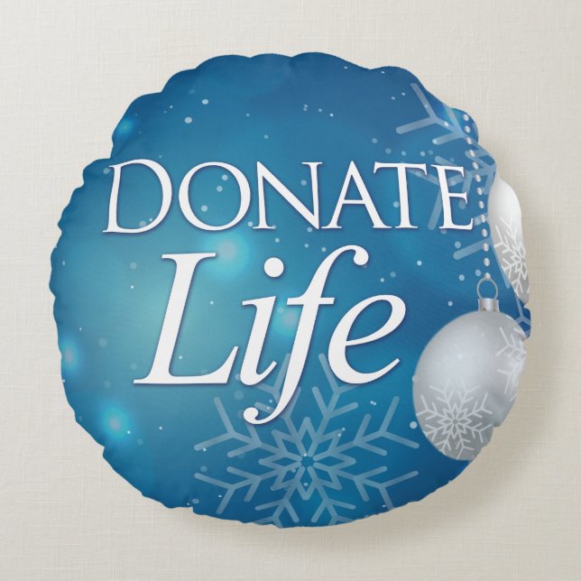 Elegant Donate Life Christmas Round Pillow (Front)
