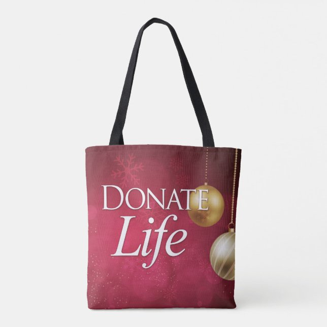 Elegant Donate Life Christmas Tote Bag (Back)