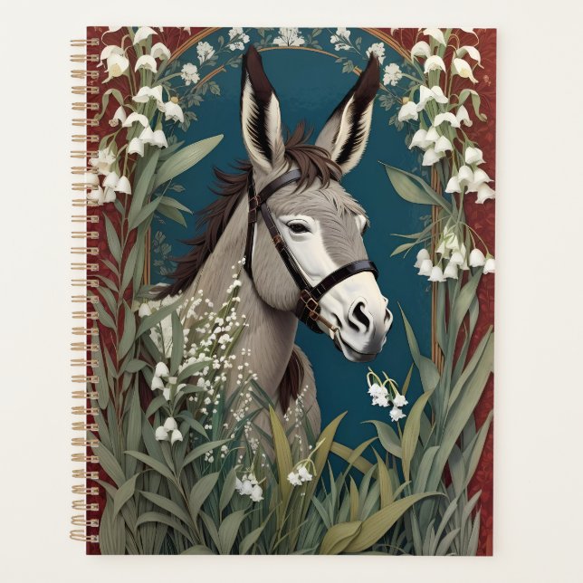 Elegant Donkey and Lily of The Valley Flowers Planner (Front)