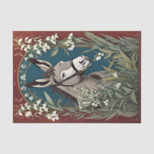 Elegant Donkey and Lily of The Valley Flowers Tissue Paper