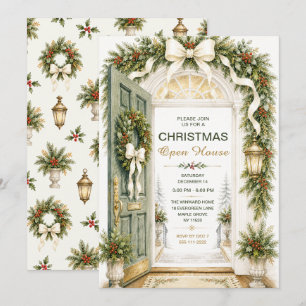Elegant Door Christmas Open House Invitation