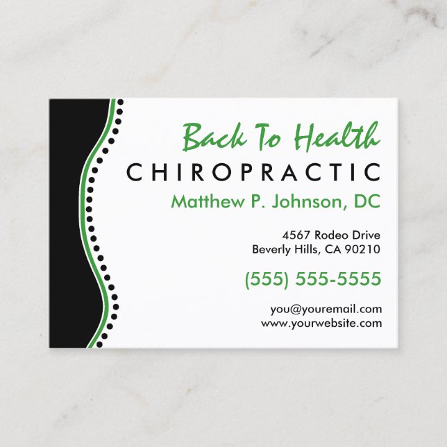 Elegant Dots Oversized Chiropractic Business Cards (Front)