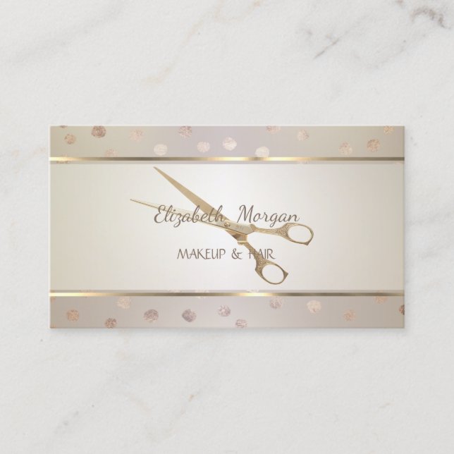 Elegant ,Dots,Striped,Scissors   Appointment Card (Front)