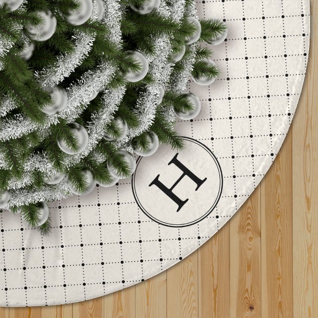 Elegant Dotted Diamond Monogram Faux Linen Tree Skirt (Creator Uploaded)