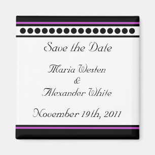Elegant Dotted Purple Accent Save the Date Magnet
