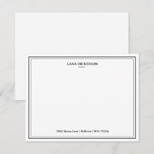 Elegant Double Border Personalized Stationery Flat Card