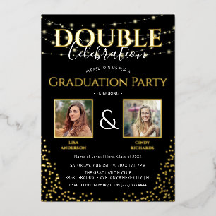 Elegant Double Celebration Graduation Party Gold