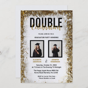 Elegant Double Celebration Graduation Party photos Invitation