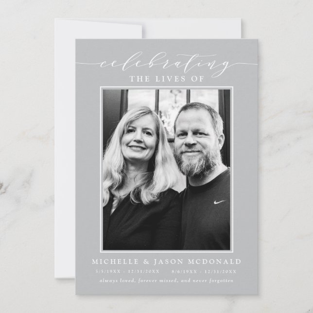 ELEGANT DOUBLE CELEBRATION OF LIFE FUNERAL SERVICE INVITATION (Front)