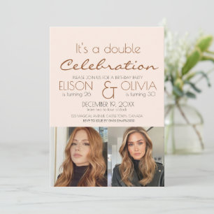Elegant Double Celebration Photo Birthday Party Invitation