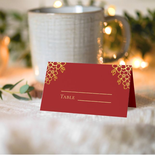 Elegant double happiness Chinese wedding red Place Card (Creator Uploaded)