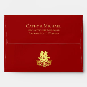 Elegant double happiness rose Chinese wedding  Envelope